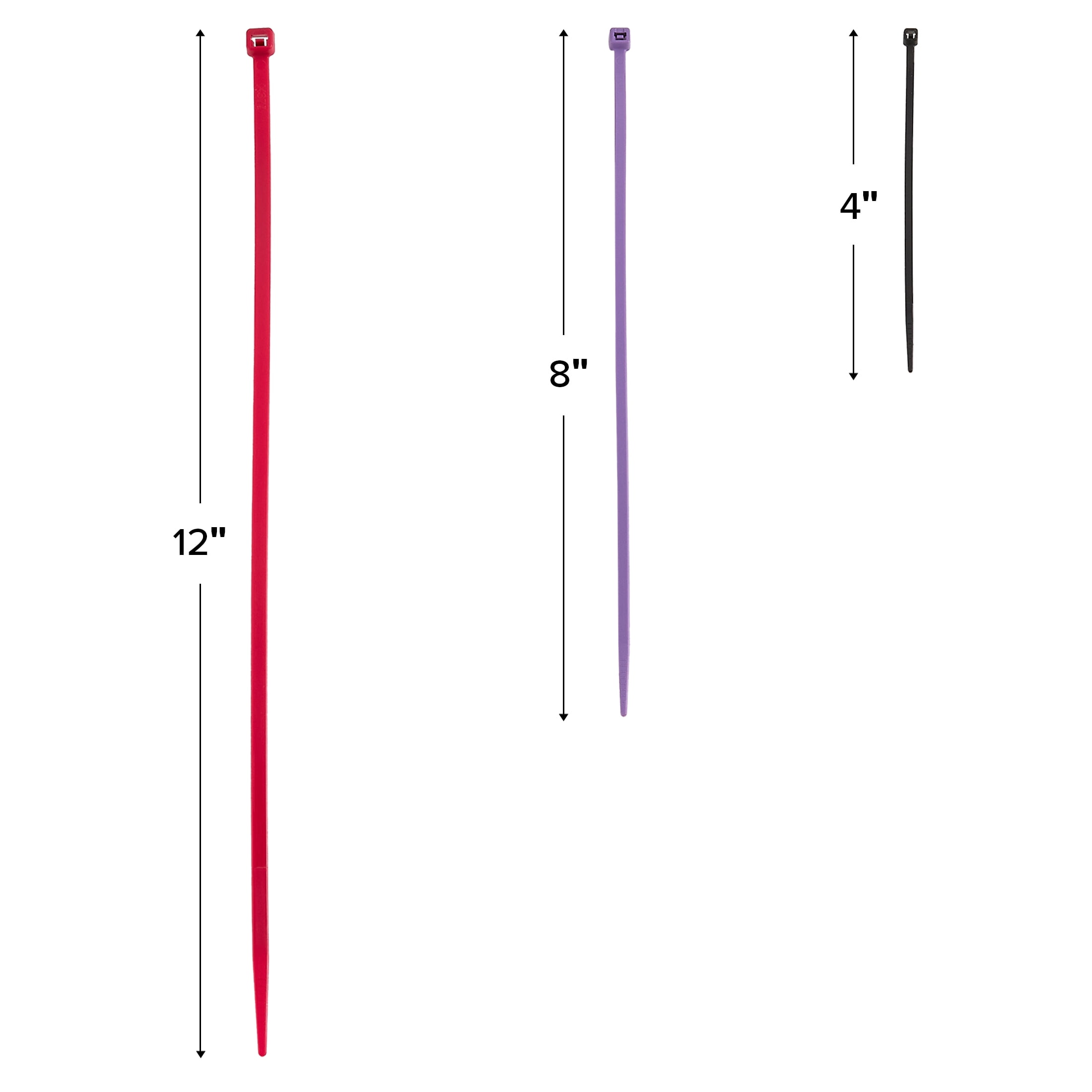 Maxxima Nylon Cable Ties Assortment Pack, Heavy Duty Multipurpose Self-Locking Cable Zip Ties in Bulk, 350 Units