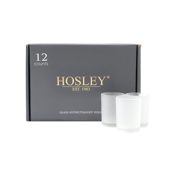 Hosley Frosted Glass Votive Candle Holder Set, Set of 24