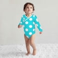 thumbnail image 4 of Xecao Aqua And White Polka Dot Print Baby unisex-baby Cotton Long-sleeve Bodysuits-3 Months, 4 of 6