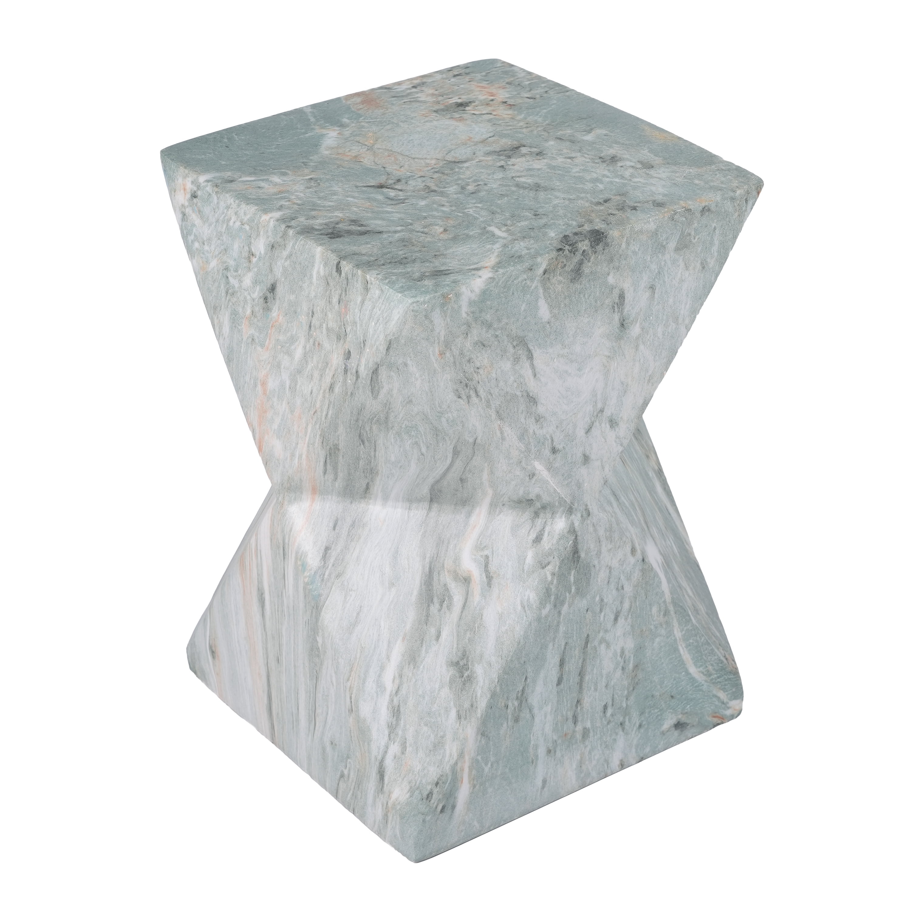 Mintazer 18.5"H Modern Geometric Hourglass MGO Side Table, Indoor & Outdoor Sculptural Accent End Table Plant Stool for Living Room Bedroom Patio Garden, Green