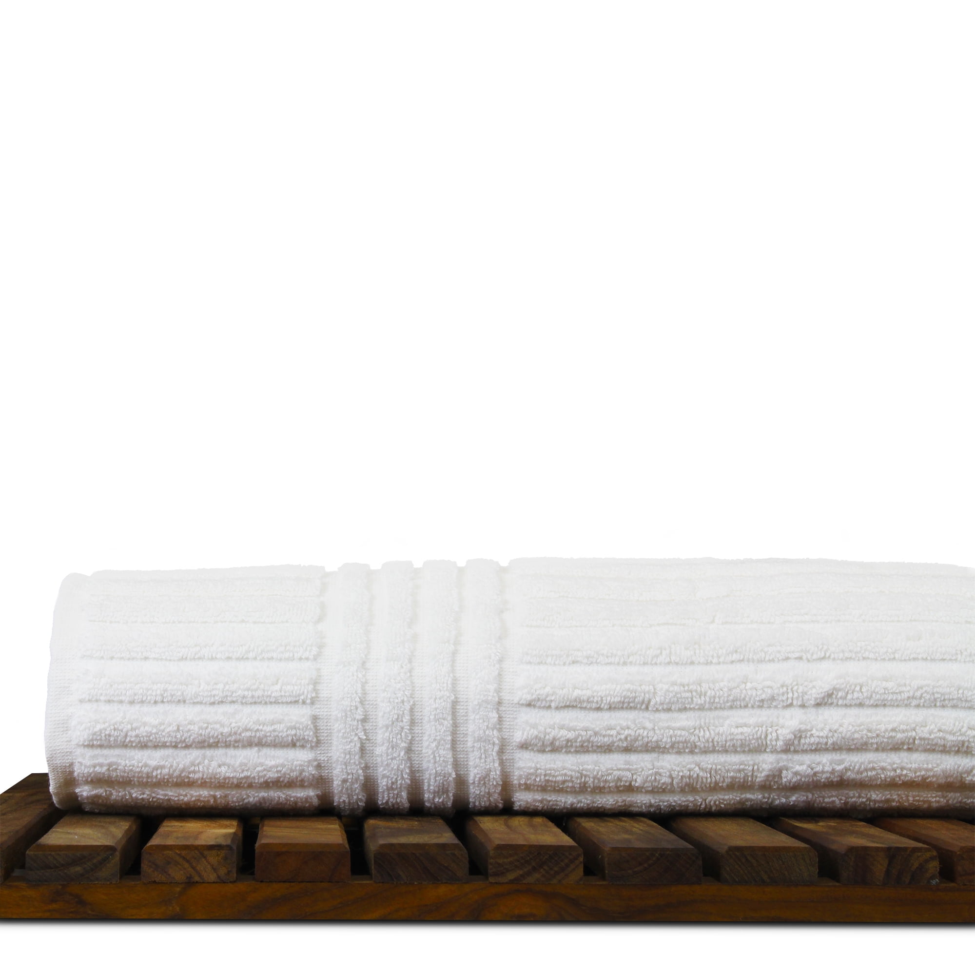 Luxury Hotel & Spa Towel 100% Genuine Turkish Cotton Bath Towels - White - Striped - Set of 4