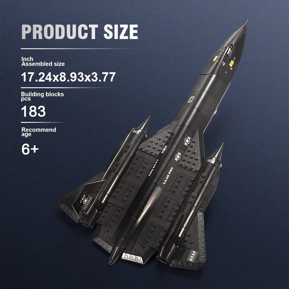 MACTANO Military Airplane Building Blocks Set SR71 Blackbird Jet Fighter Kit Plastic Toy Gift Black