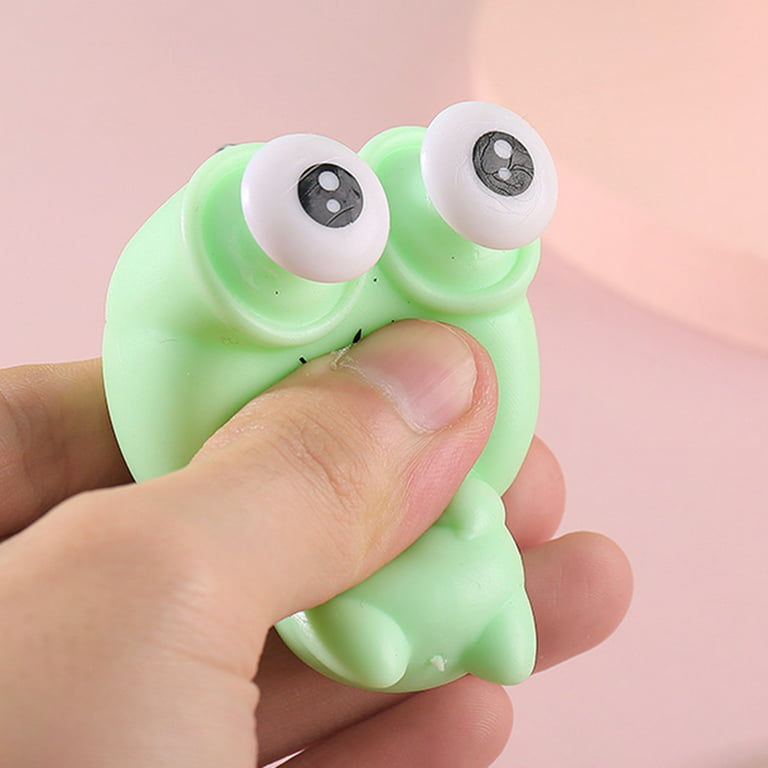 Skindy Squeeze Toy Keychain - Hanging Plastic Buckle - Cute Cartoon Frog - Pinch Doll - Stress Relief Vent Toys - Kids' Eye-Popping Frog - Anti-Stress