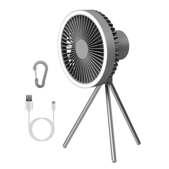 Afoxsos 3 Speed Portable Desk Fan Portable Tripod Fan Camping Fan with Hanging Hook in Gray