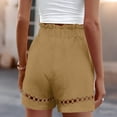 thumbnail image 4 of KIHOUT Women's High Waisted Drawstring Casual Shorts - Linen-Like Texture, Elastic Waistband, Cutout Hem Detail, Side Pockets for Summer Daily Wear, 4 of 8