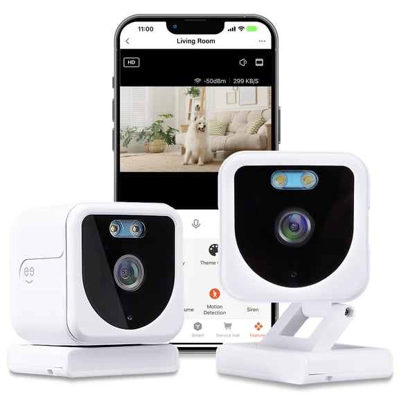 Geeni Mini 1080P Indoor/Outdoor Security Geeni WiFi Camera, 2-Pack - Motion & Sound Detection, Night Vision , 2-Way Audio, Alexa & Google Compatible