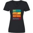 thumbnail image 3 of Inktastic Wakeboarding Eat Sleep Wakeboard Repeat Women's V-Neck T-Shirt, 3 of 5