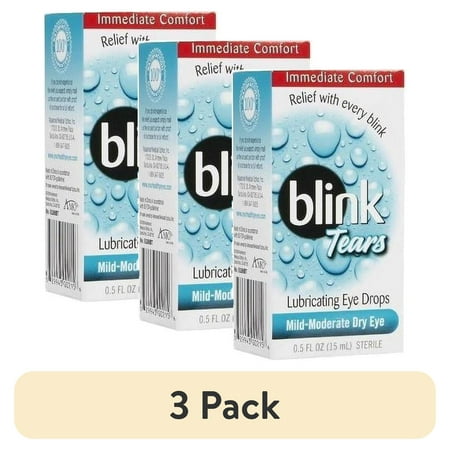 (3 pack) Blink Tears Lubricating Eye Drops Mild-Moderate Dry Eye 0.5 Fl Oz Sterile