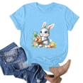 thumbnail image 4 of ClodeEU Women's Easter Print Short Sleeve T Shirt ,Round Neck Fashion Casual Tee Light Blue,Womens Plus XXL, 4 of 5