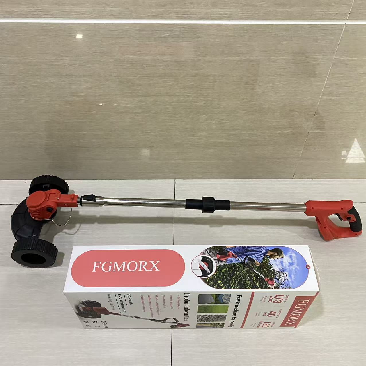 FGMORX Weeding machines,14-Inch Cordless String Trimmer & Edger, (2 x 21V 4.0Ah Electric Brush Cutter Battery Powered), Telescopic Handle, 3 Cutting Methods