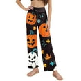 thumbnail image 4 of MLQIDK Women Halloween Pajamas Plus Size Pumpkin Bat Ghost Print Pajama Pants Loose fit Lounge Pumpkin Pajamas Drawstring Elastic Waist Fall Pjs Funny, 4 of 5
