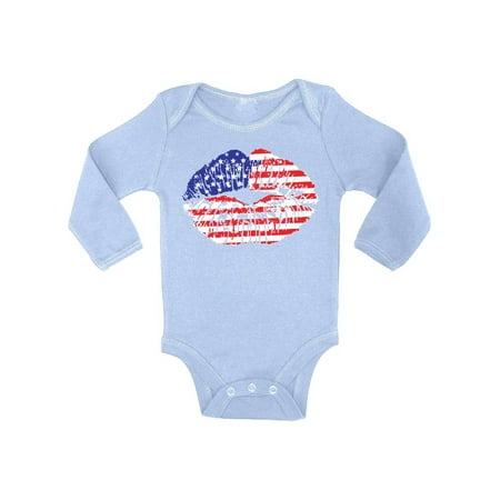 

Awkward Styles Baby USA Flag Lips Cool Graphic Baby Long Sleeve Bodysuits Tops 4th of July Gift Independence Day
