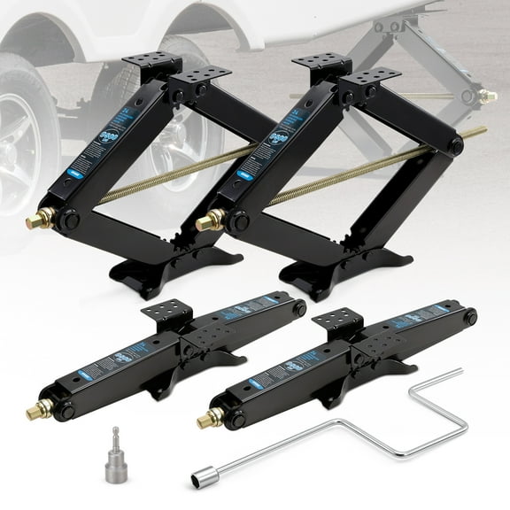Kohree 24" 9500lbs RV Trailer Stabilizer Leveling Scissor Jacks with Crank Handle and Drill Bit,Set 4