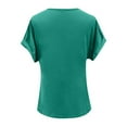 thumbnail image 4 of Solid Color V Neck Short Sleeve Elegant T Shirt for Women Compression Shirts for Women Long Sleeve Womens Medium Shirts Womens Thick Long Sleeve Shirt Long Sleeve Womens Shirts Miss Long Sleeve, 4 of 4