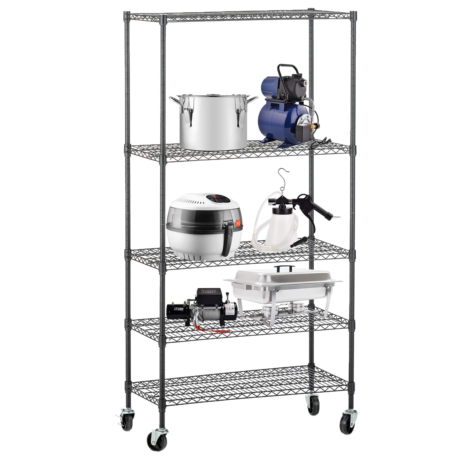 Suncoo 5 Tier Strengthen Commercial, Moveable Shelving Units