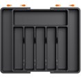 thumbnail image 1 of Organizador de cajones para cubiertos, bandeja expandible para cubiertos de cocina, soporte para cubiertos y utensilios sin BPA, soporte de plástico ajustable para cuchara, tenedor y cuchillo, grande,, 1 of 5