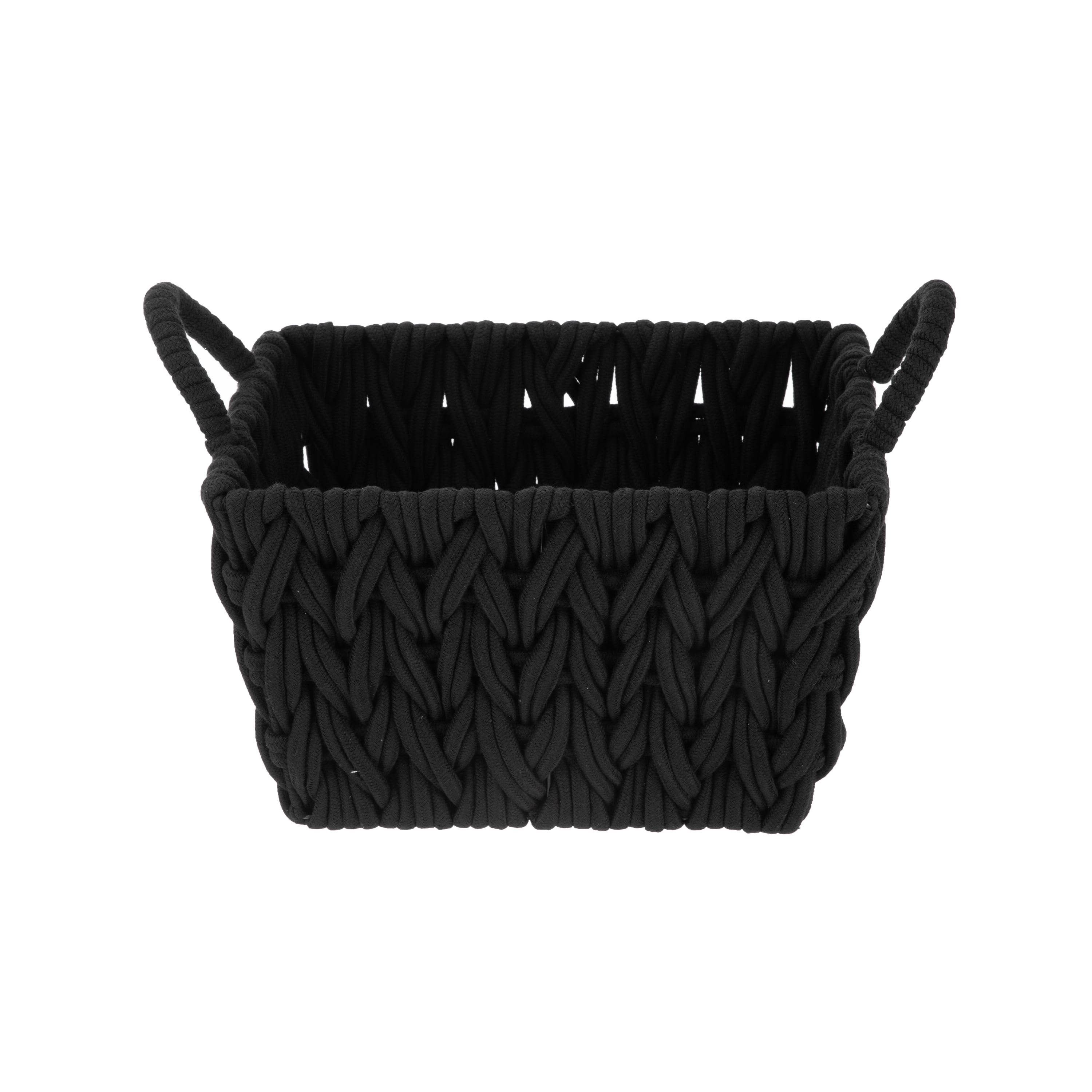Better Homes & Gardens Medium Black Woven Rope Decorative Storage Basket, 2 Pack