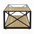 thumbnail image 4 of Modern Industrial Coffee Table for Bedroom & Living Room - Tempered Glass & Natural Wood MDF Top (W39.37"*D22.84"*H15.36", 220lbs Capacity), 4 of 16