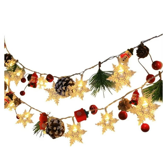 Guirnalda de Luces LED con Forma de de Nieve, Funciona con Pilas, para Árbol de Navidad, Decoración Navideña para Dormitorio y Año B