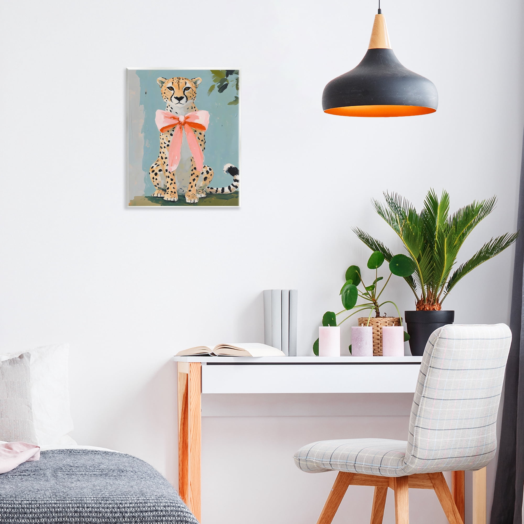Stupell Industries Cheetah with Big Pink Bow Wall Plaque Art, design by The Prints Vibe