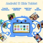 Kids Tablet, 7 inch Android Tablet for Kids, 6GB RAM 32GB ROM Quad-Core Toddler Tablet with Shockproof Case, Bluetooth, WiFi, Parental Control, 2MP+2MP Dual Camera, GPS, Games