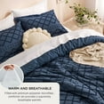 thumbnail image 3 of Queen Comforter Set - Navy Blue Comforter, Boho Tufted Shabby Chic Bedding for Kids, 3 Pieces Vintage Farmhouse Bed Set for All Seasons, Fluffy Soft Bedding with 2 Pillow Shams, 3 of 6
