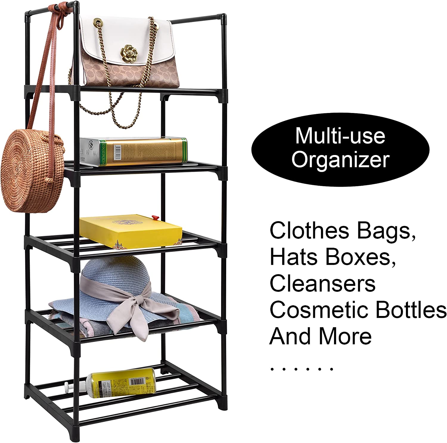 KOMI 5-Tier Metal Shoe Organizer Rack - Compact, Durable & Easy Assembly for Entryway | Accommodates 10-12 Pairs of Shoes