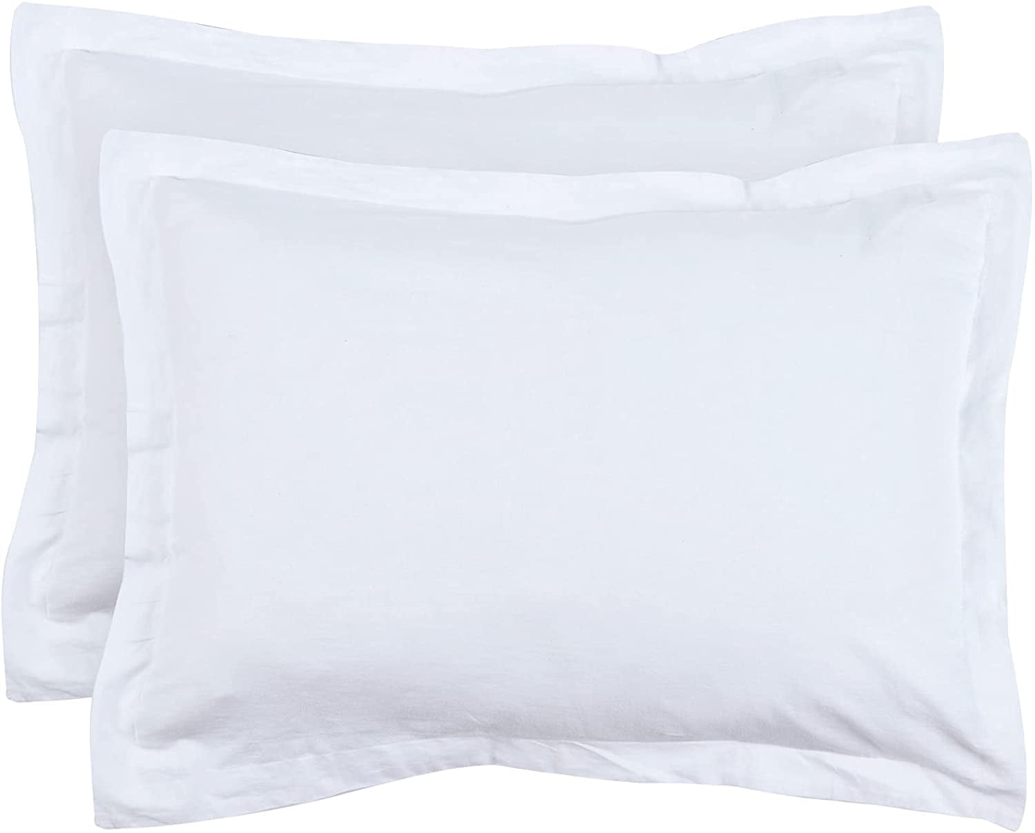 Two Linen Pillowcases 100% Pure Flax Shams White Pillow Slip Cushion Cover Case 