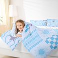 thumbnail image 4 of jejeloiu Kawaii Patchwork 7 Pieces Full Size Bedding Sets For Girls,Pastel Print Full Size Bed in a Bag,Blue White,Reversible, 4 of 7