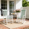 thumbnail image 2 of Ktaxon Solid Poplar Wood Rocking Chair, High Back Ergonomic Patio Rocker for Lawn Porch Garden Indoor Outdoor, Mint Green, 2 of 12