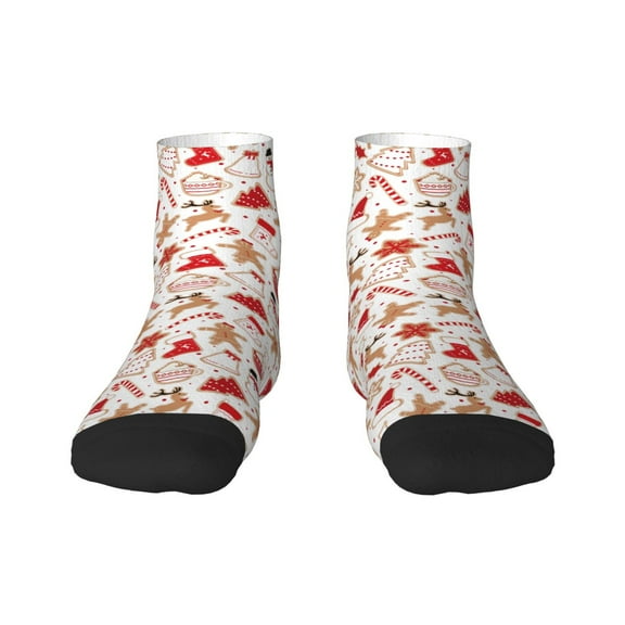 Fuzoiu Gingerbread Holiday Sweets Print Adult Socks, Crew Moisture-wicking Socks, Unisex Cushion Crew Socks,Casual Sports Ankle Socks