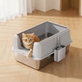 thumbnail image 1 of High-Sided Stainless Steel Cat Litter Box with Lid and Scoop – Non-Stick, Leak-Proof, Easy Clean, 1 of 8