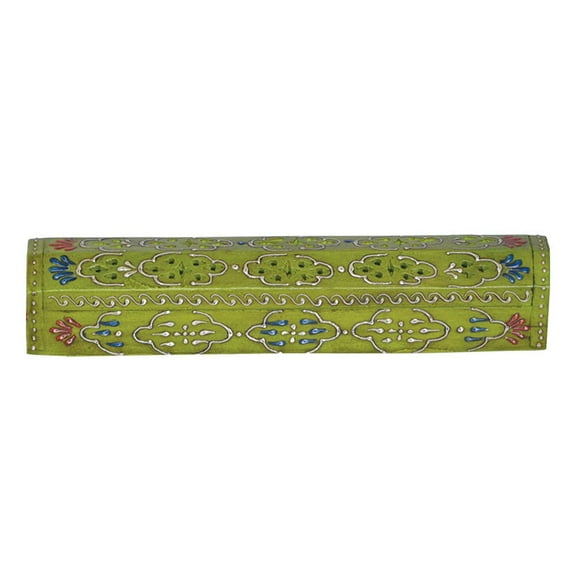 Green Hand Painted Incense Wooden Coffin Box with Storage