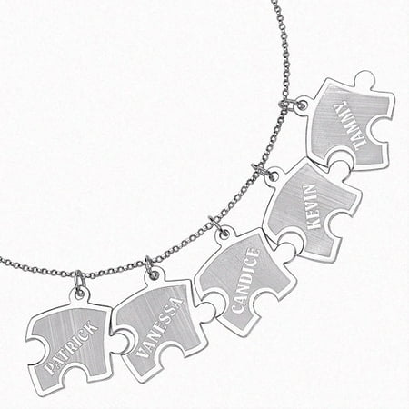 Personalized Planet Family Sterling Silver Family Puzzle Name Pendant, 18"