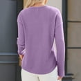 thumbnail image 7 of BXINGOHAI Women's V Neck Waffle Knit Henley Tops Casual Long Sleeve Pullover Sweater Blouses Purple,L, 7 of 7