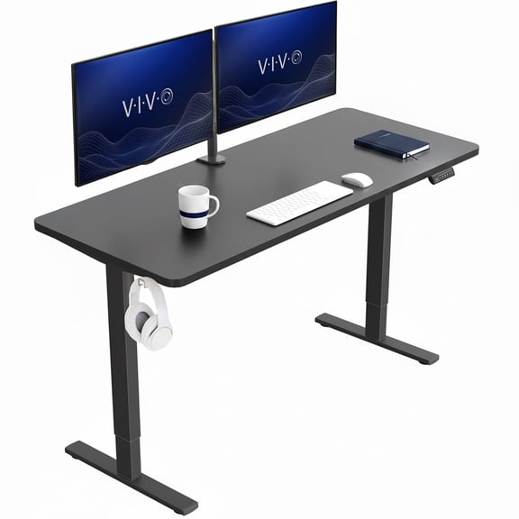 VIVO Electric 60” x 24” Stand Up Desk | Black Table Top, Black Frame