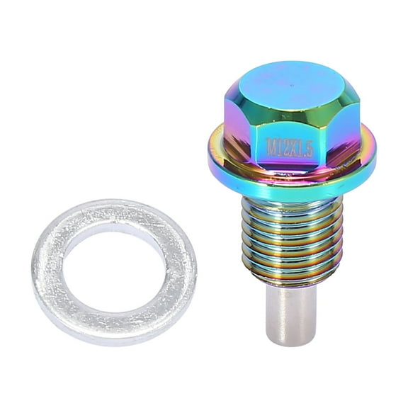 1 Set M12x1.5 Multicolor Magnetic Oil Drain Plug Sump Pan Drain Nut Bolt Screw With Gaskets For Universal Car
