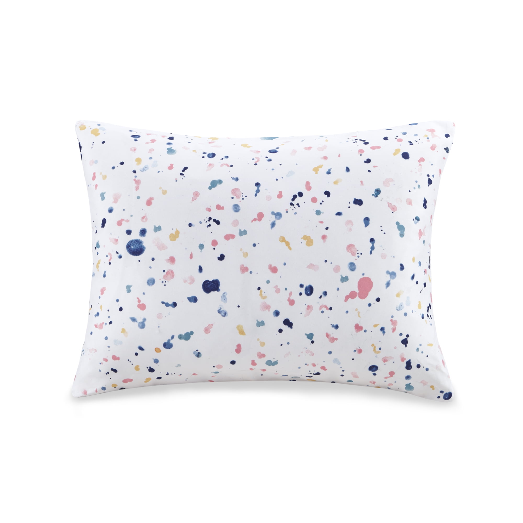 Mainstays Woven Microfiber Printed Dots Travel Pillow Cover, Zipper Closure, 15"x20", White