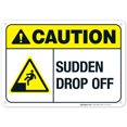thumbnail image 1 of Sudden Drop Off Sign, ANSI Caution Sign,, 1 of 1