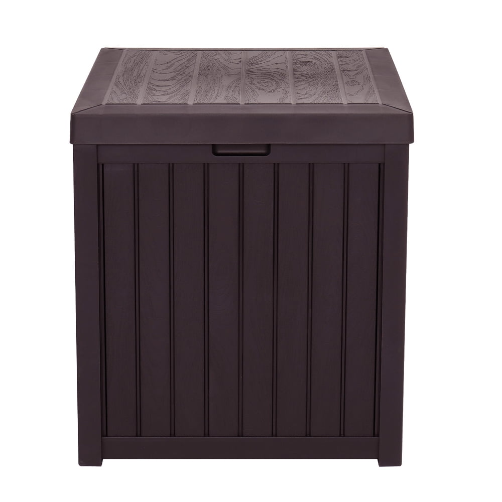 112 Gallon Large Resin Deck Box Waterproof Outdoor Storage Container Lockable Seat Black Storage Chest for Patio Furniture Garden Tools and Pool Toys Outdoor Cushions 