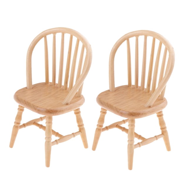 2Pcs 1/12 Dollhouse Silla con Respaldo de Listones de