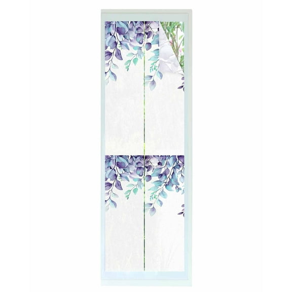 Window Privacy Film Eucalyptus Stained Glass Window Film Decorative Sun Block Window Cover Gradient Leaves Spring Plant Leaves Plant Window Clings Static Adhesive Sticker for Bathroom 17.7"x78.7"