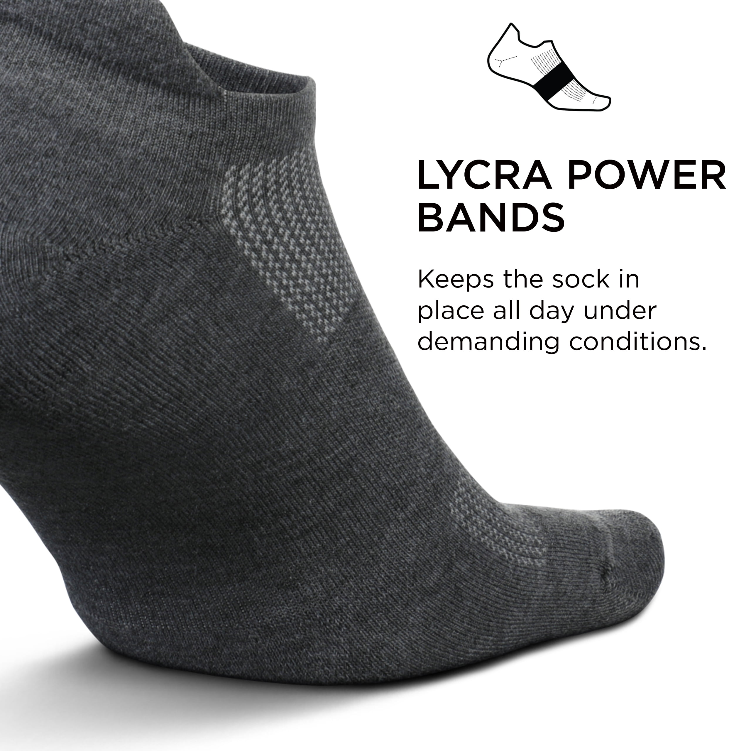 Feetures High Performance Max Cushion Ankle Sock - No Show Socks for Women & Men with Heel Tab -Heather Grey, M - (3 Pair)