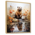 thumbnail image 2 of Designart "Beaver Pond Floral Reflections II" Animals Framed Wall Art - Modern Green Beaver Living Room Framed Canvas Art, 2 of 6