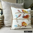 thumbnail image 3 of The HomeCentric Decorative Throw Pillow covers Orange Pack of 2, 16"x16" (40x40 cm) Cotton Bird Pattern, Applique, Embroidery, Lace Cushion Covers For Sofa, Floral Contemporary - Feathered Whispers, 3 of 10