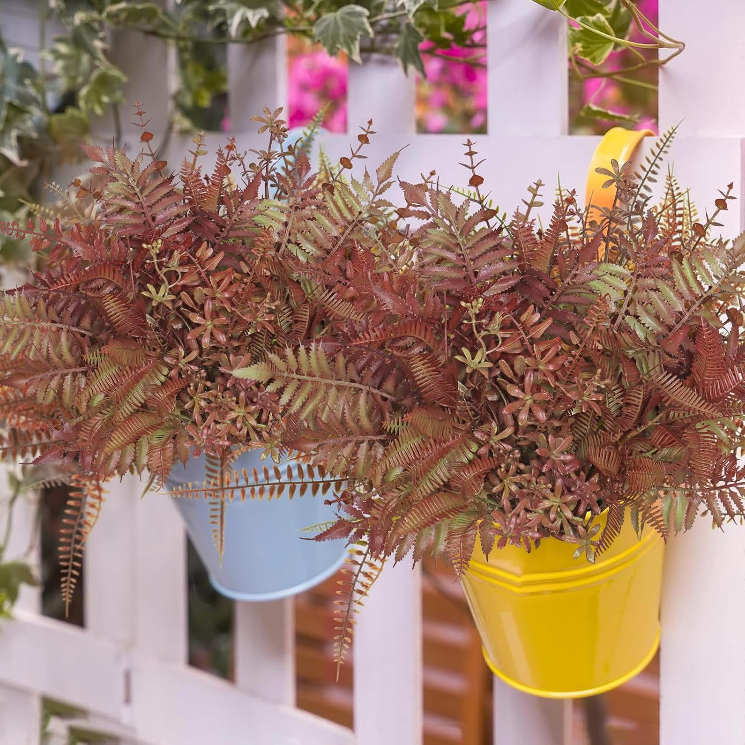 Mixed Eucalyptus Leaves Stems 12PCS, Artificial Plants Boston Fern Fake Branches Faux Shrub Bushes Greenery UV Resistant Plant for Vase Wedding Floral Outdoor Indoor Decor