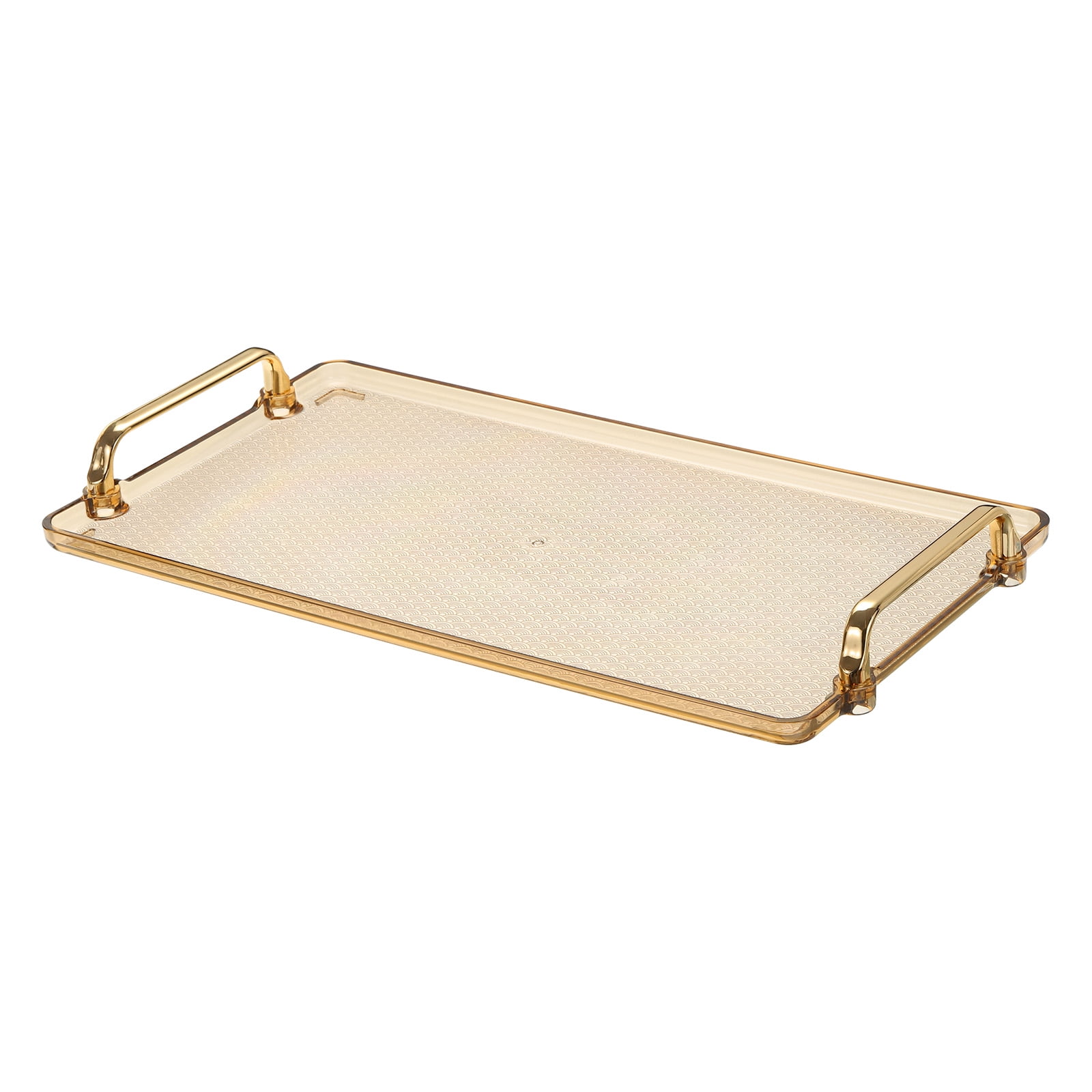 Unique Bargains Rectangular Plastic Serving Tray with Handle Amber 16.1  x 8.7