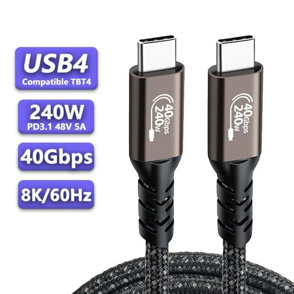 USB 4 Cable 1.6 ft [USB-IF Certified], AUBEAMTO 40Gbps USB 4 Cable Supports 8K HD Display, 40 Gbps Data Transfer, 240W Charging USB C to Type-C Cable, for Laptop, Hub, Docking, and More