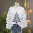 thumbnail image 5 of Christmas Trendy Sweatshirts for Women Ruffle Pleated Long Sleeve Oversized Crewneck Pullover Holiday Tops (L, White 06), 5 of 5
