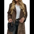 thumbnail image 3 of Chaquetas de Gamuza para Mujer, con Solapa, Botones y Cinturón, Estilo Vintage, para Otoño e Invierno, Abrigo para Caminar Café S, 3 of 10
